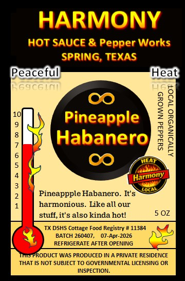 Pineapple Habanero — printed label (batch 260407)