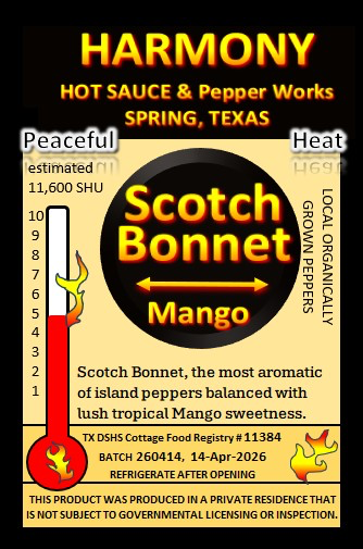 Scotch Bonnet Mango — printed label (batch 260414)